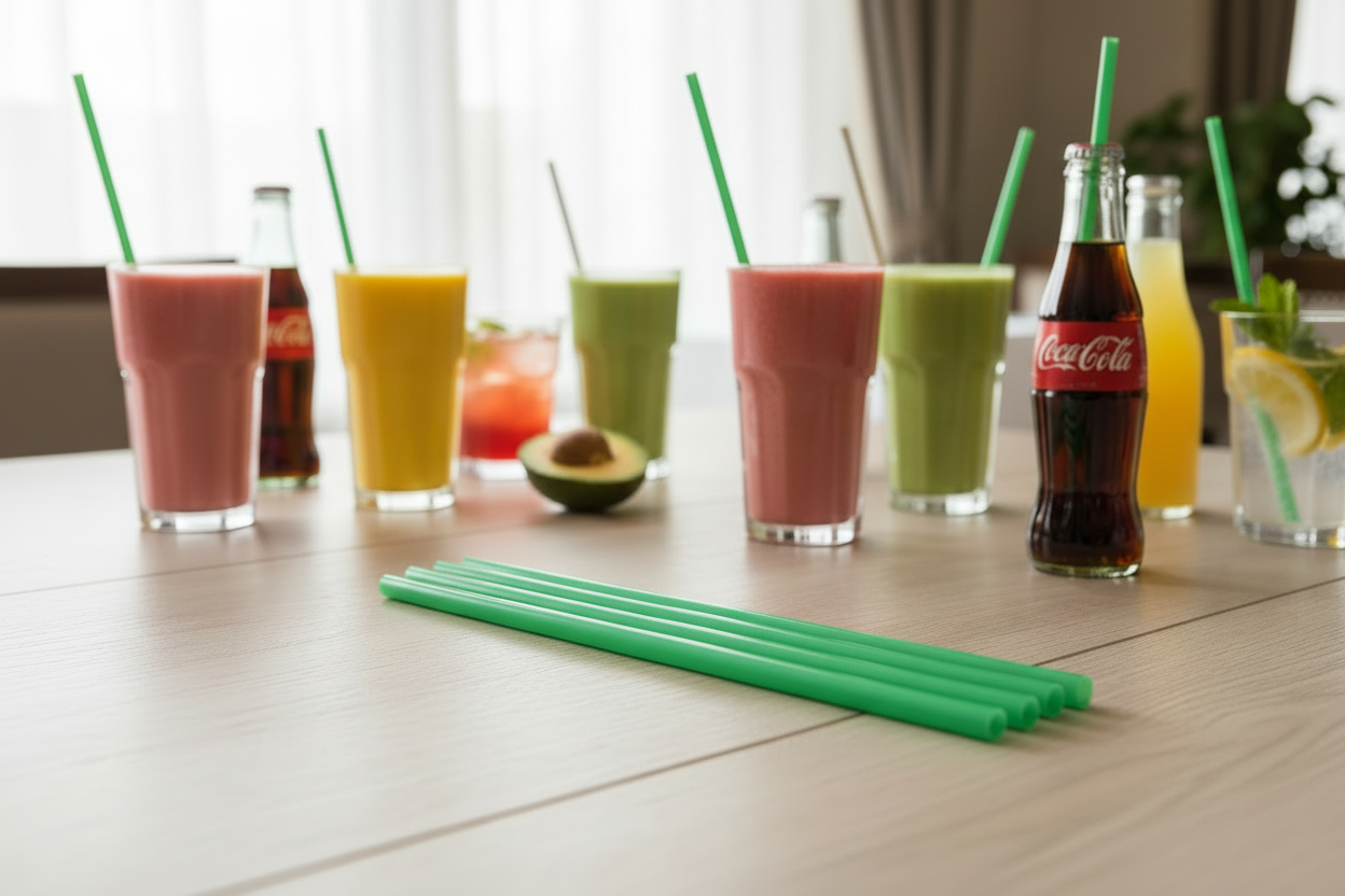 Standard 7.5 in - Green Biodegradable Plastic - Drinking Straw